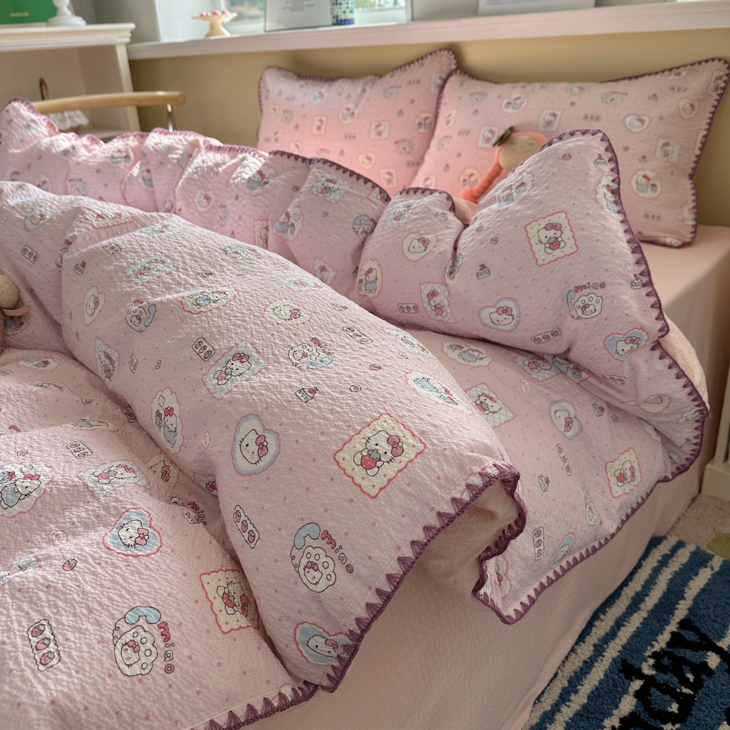 Madre y bebé clase A concha desnuda para dormir cuatro piezas set de algodón super suave sábanas pegajosas cubierta dormitorio de estudiantes set de tres piezas