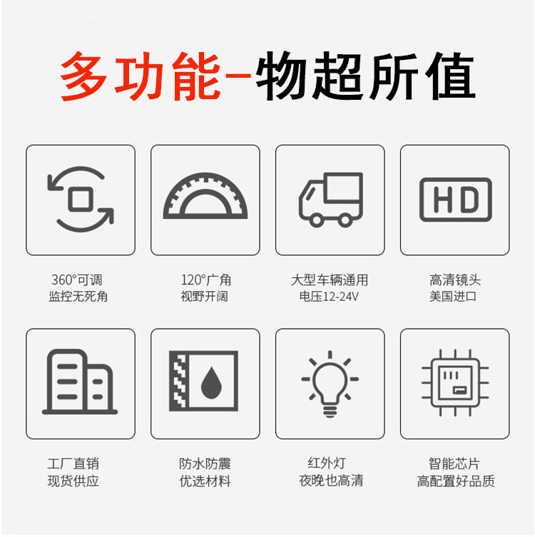 Car Camera Hot-Selling Conch Wide-Angle Bus Universal Car Monitoring Starlight High-Definition Driving Recorder