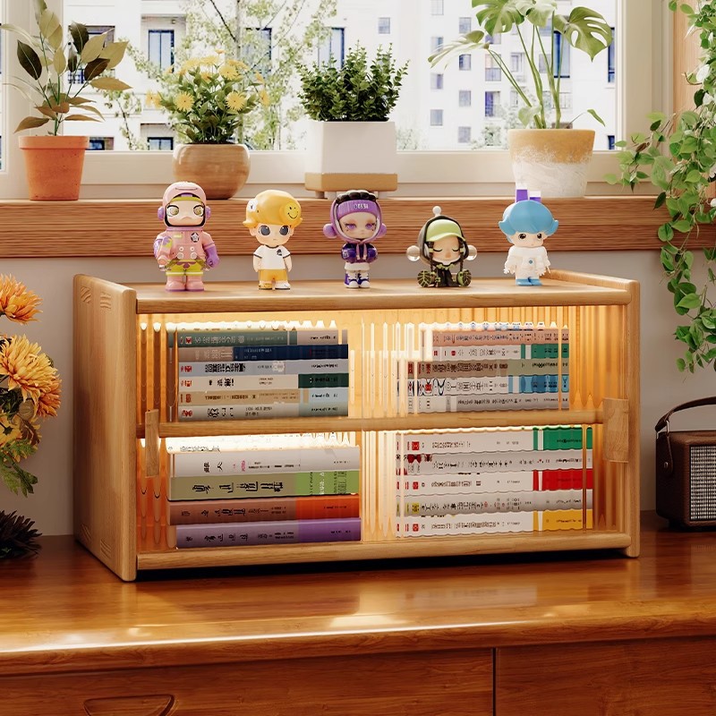 Estantería de escritorio de madera maciza para almacenamiento Estante a prueba de polvo multicapa Estante de exhibición Estante para libros pequeños en el escritorio de los estudiantes