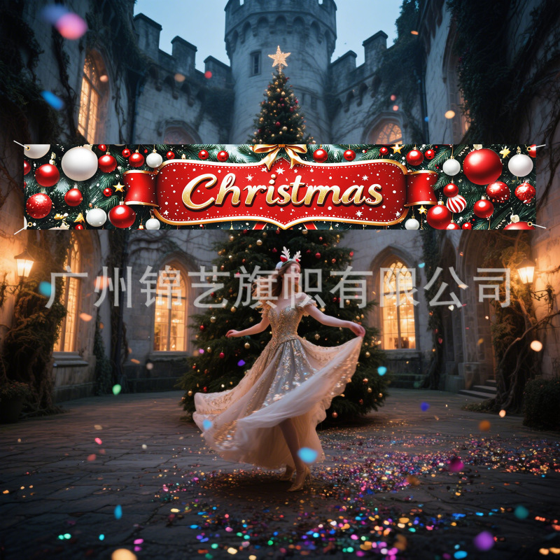 クロスボーダークリスマスパーティー装飾バナーサンタクロース雪だるまクリエイティブフラッグアレンジメント雰囲気バナー|undefined