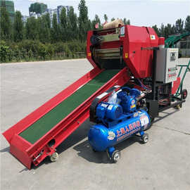 养牛场用青储打捆机图片 自动化打捆包膜机 卧式草料打包装袋机