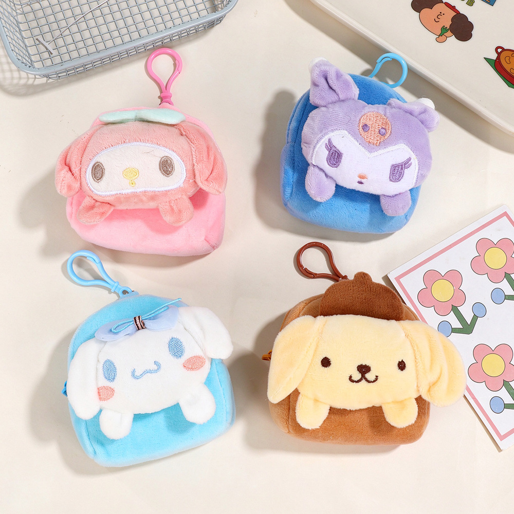 New cute Sanrio coin purse pendant mini portable storage bag card holder round keychain earphone case