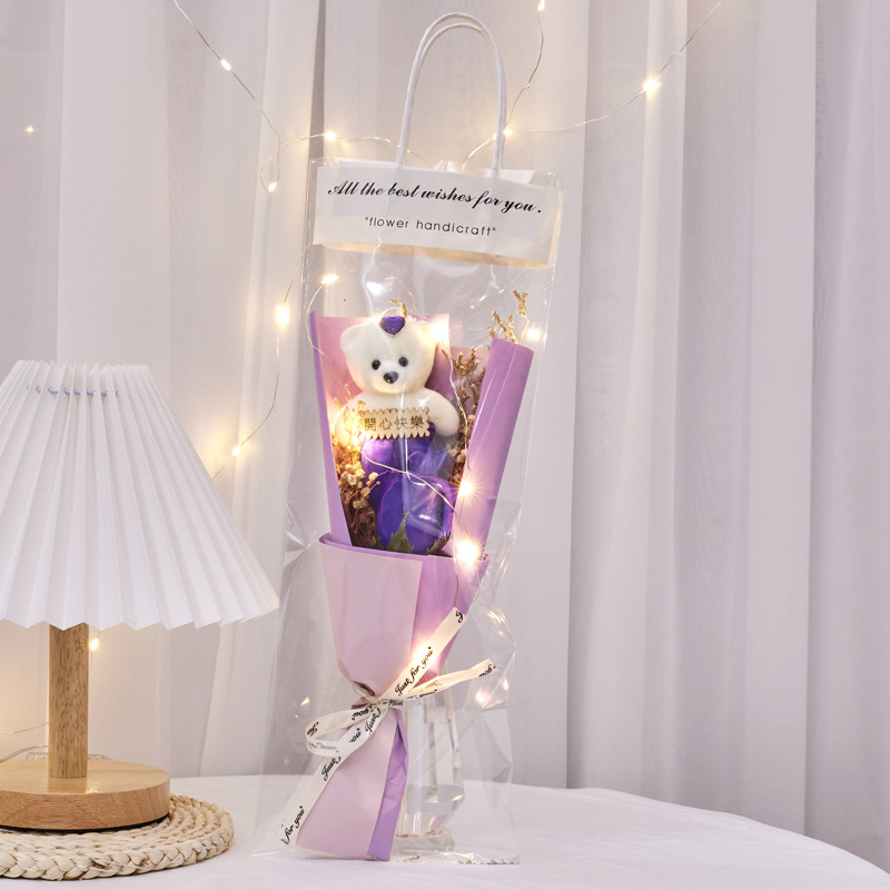 一朵花+小熊 紫色