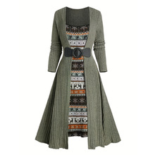 W 27537 Spliced Rib Commute Dress ƴ�ӿ���ͨ������ȹ�羳