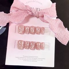 秋冬新出幽雅氣質純欲風粉色煙花貓眼純手工光療穿戴甲貼片