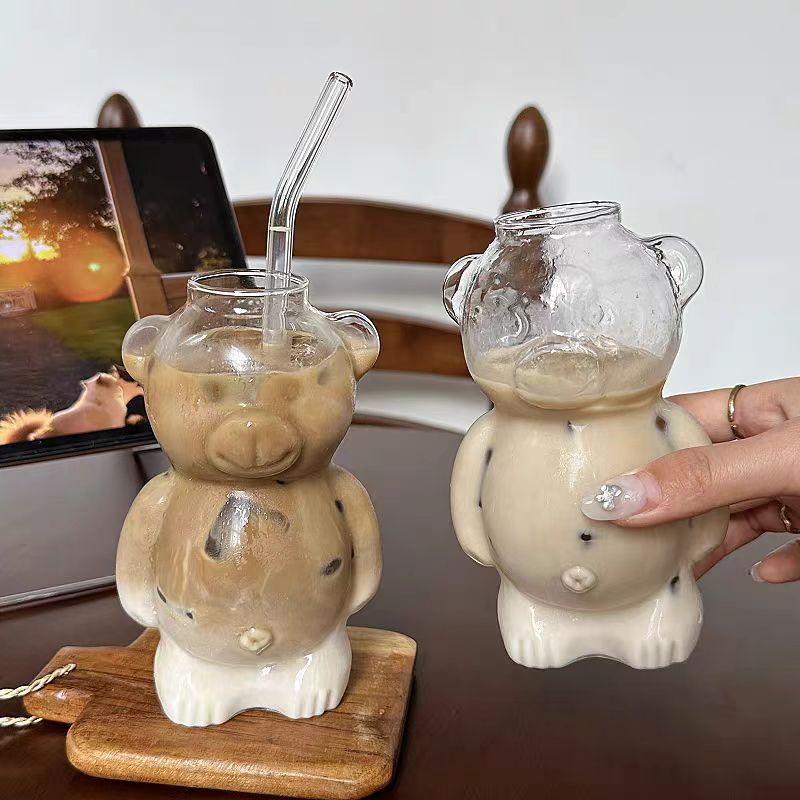 Tazza da tè al latte, caffè, succo di frutta, latte macchiato, caffè, succo di frutta, design creativo con orso, di alta qualità, personalizzata, con cartone animato._voghion.com