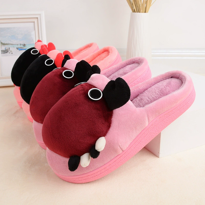 Хлопчатобумажные тапочки осенние и зимние мультяшные интерьеры дома нескользящие детские толстые подошвы домашние плюшевые теплые детские хлопчатобумажные ботинки зимой
