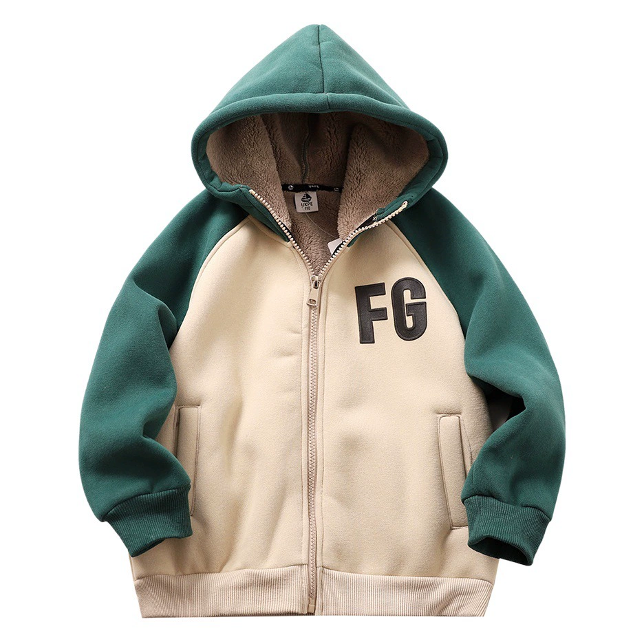 Мальчики с флисовой курткой Детская одежда зимой 2025 новый детский утолщение шерсти ягненка теплая хлопчатобумажная куртка