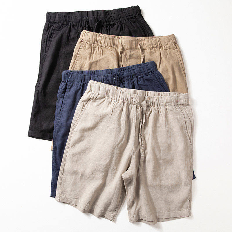 Men's Linen Shorts Summer Thin Cool Linen Mid-Length Straight Loose Solid Color Japanese Retro Casual Five-Point Pants Men's Linen Shorts Summer Thin Cool Linen Mid-Length Straight Loose Solid Color Japanese Retro Casual Five-Point Pants