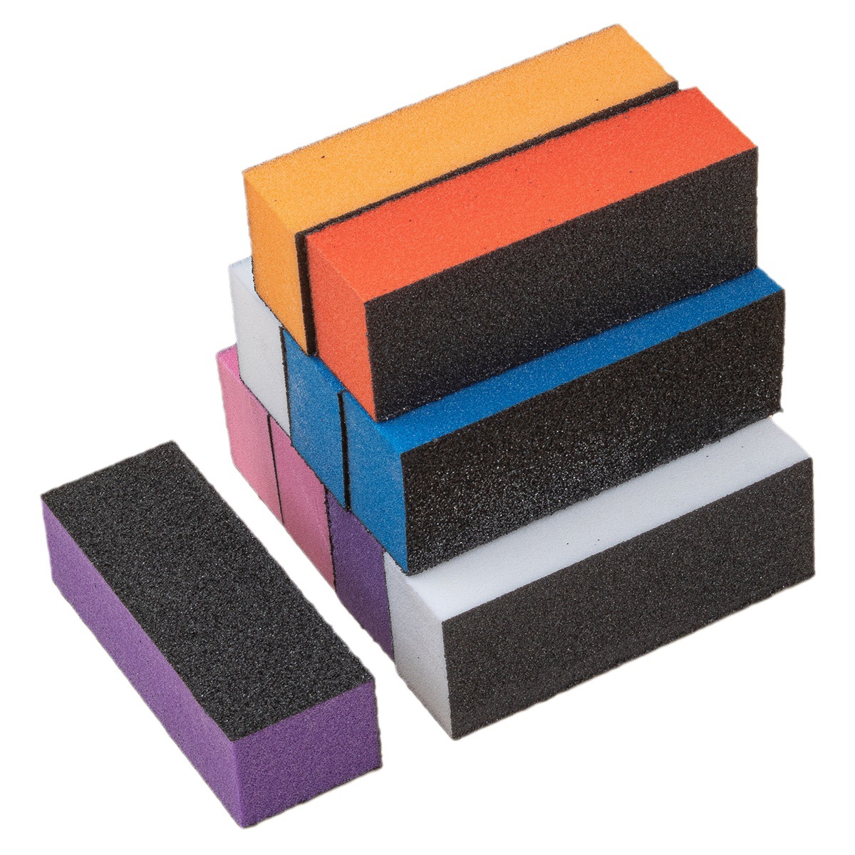 Ventas directas de fábrica de 3 lados bloque de arena negro esmalte de uñas bloque de molienda Reparación de uñas cuatro cuadrados naranja tofu bloque