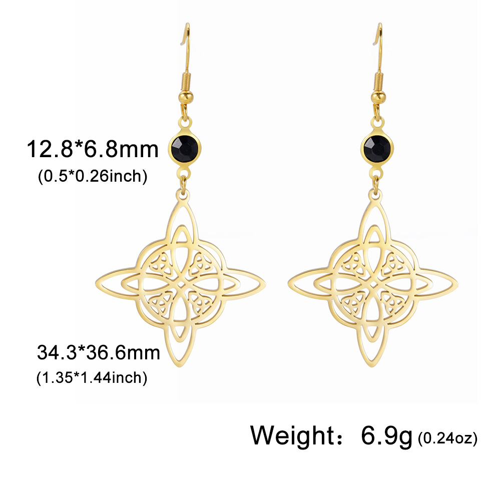 1 Pair Vintage Style Witch Knot Color Block Plating Hollow Out Stainless Steel Drop Earrings display picture 4
