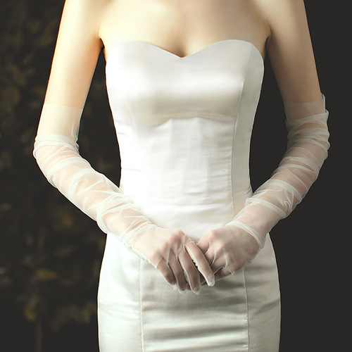 White Short Long Mesh Bridal Gloves Simple Thin Wedding Dress Accessories Wedding Jewelry WG002