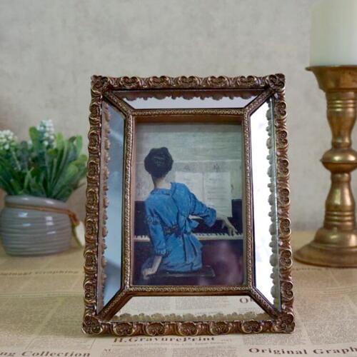 Glazed gift Chinese rectangular retro gold picture frame entrance living room art wall picture frame decoration ornaments