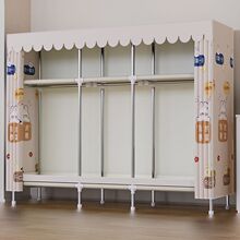 简易衣柜出租房家用卧室组装钢管加固加粗加厚收纳柜大号布衣柜子