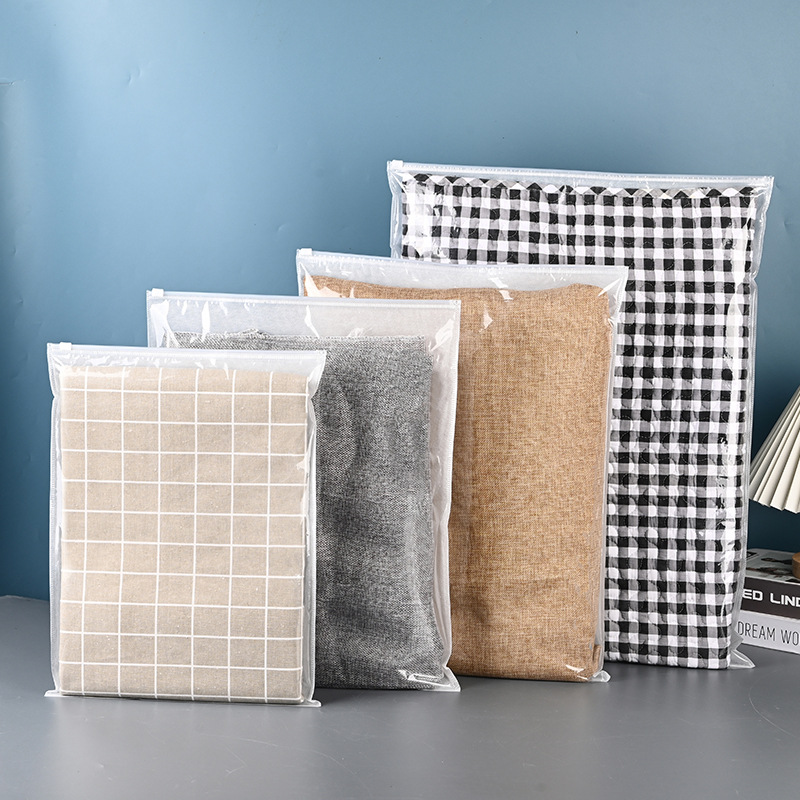 Plastic clothing storage socks clothes packaging bag transparent non-woven zipper bag pe gift zipper bag direct supply