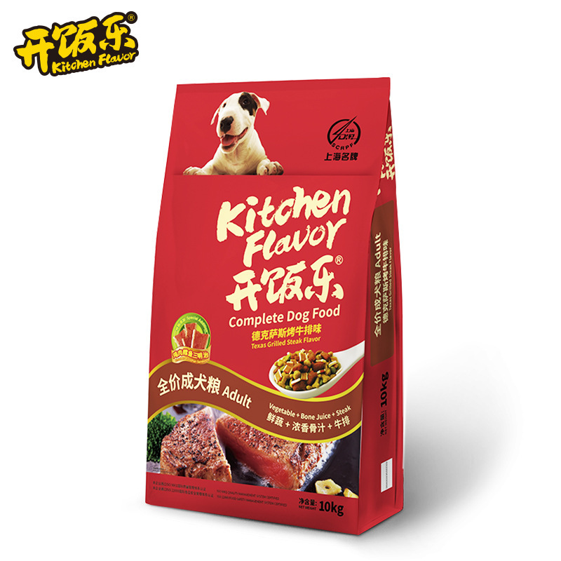 开饭1乐开饭鳕鱼片牛排成犬狗粮10kg 德克萨斯烤牛排味狗粮