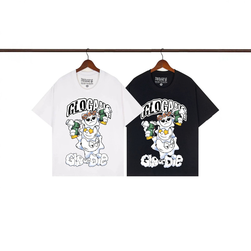 American Street Style Cartoon Ice Cube Print Short-Sleeve T-Shirt Glogang Letter Loose Fit Unisex Trendy Brand Half-Sleeve Top