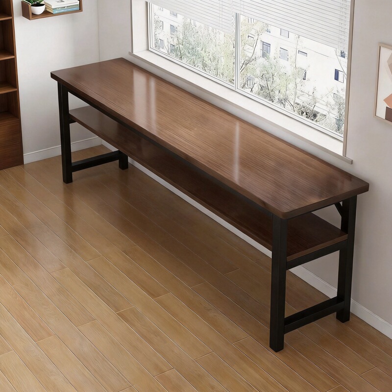 Double long desk for home use, student study desk, rectangular computer desk, office desk, workbench, ultra-narrow wall-mounted desk Double long desk for home use, student study desk, rectangular computer desk, office desk, workbench, ultra-narrow wall-mounted desk
