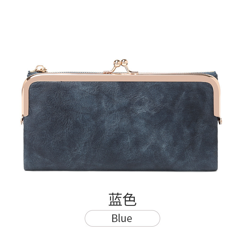 Nuevo cross-border retro clip larga billetera multifuncional multifuncional bolso de cambio plegable simple bolso de mano portátil de mujer