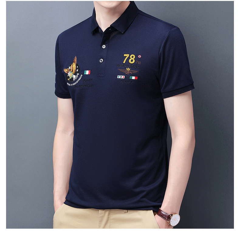 2024 Summer Pure Cotton POLO Shirt, Fashionable Casual High-end Embroidered Turn-down Collar Short Sleeve T-shirt Men's_viptrois.com