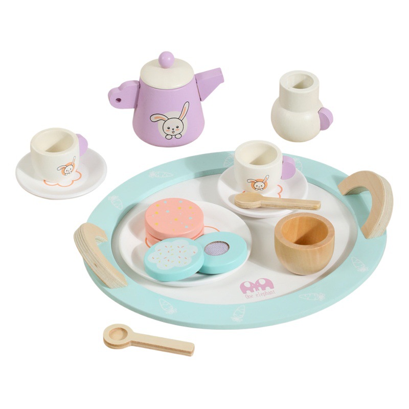 Juego de té para niños combinación niños y niñas jugar casa juguete de madera simulación tetera taza de té juego de té de la tarde traje