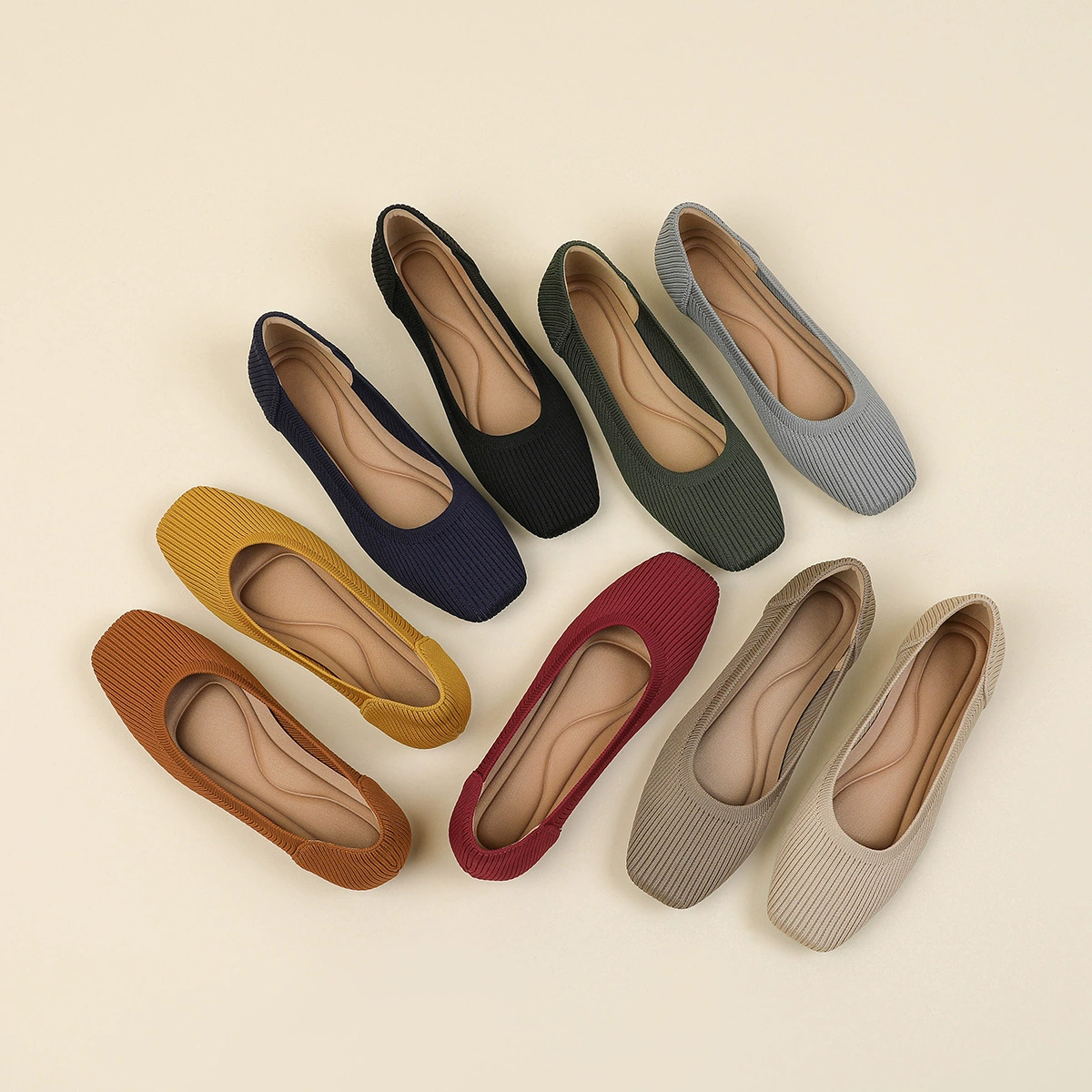 Туфли принцессы, женские вязаные туфли, туфли бабушки для внешней торговли, туфли-роллы с плоской подошвой, туфли-бобы большого размера на плоской подошве.