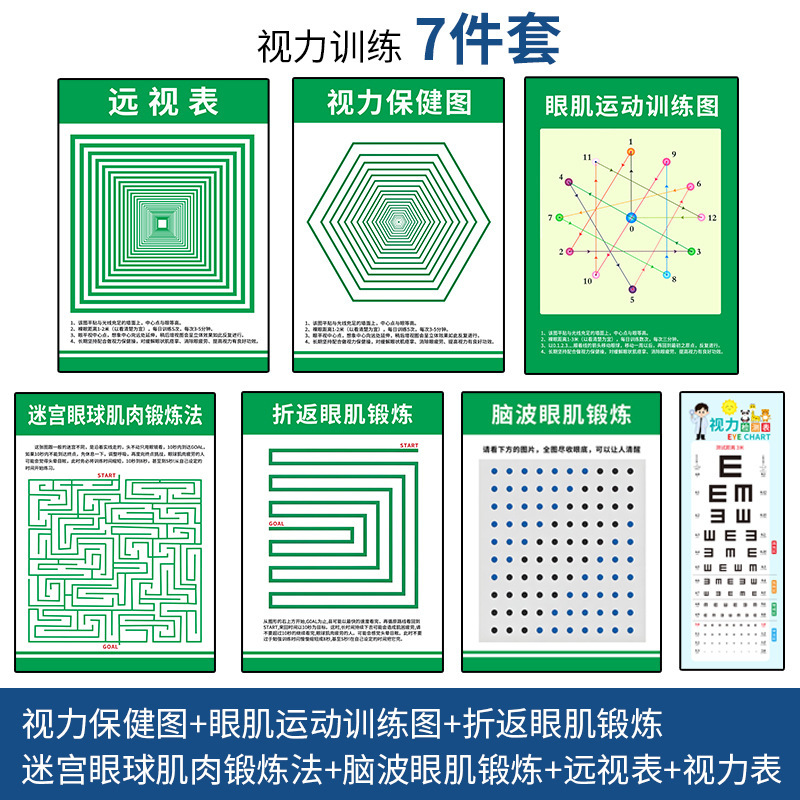 Vision Training Chart, Astigmatism Correction, Myopia and Farsightedness Chart, Eye Muscle Training Exercise, Vision Enhancement Chart, Eye Exercise Wall Chart