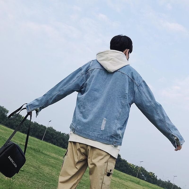 Demi-season denim men's jacket