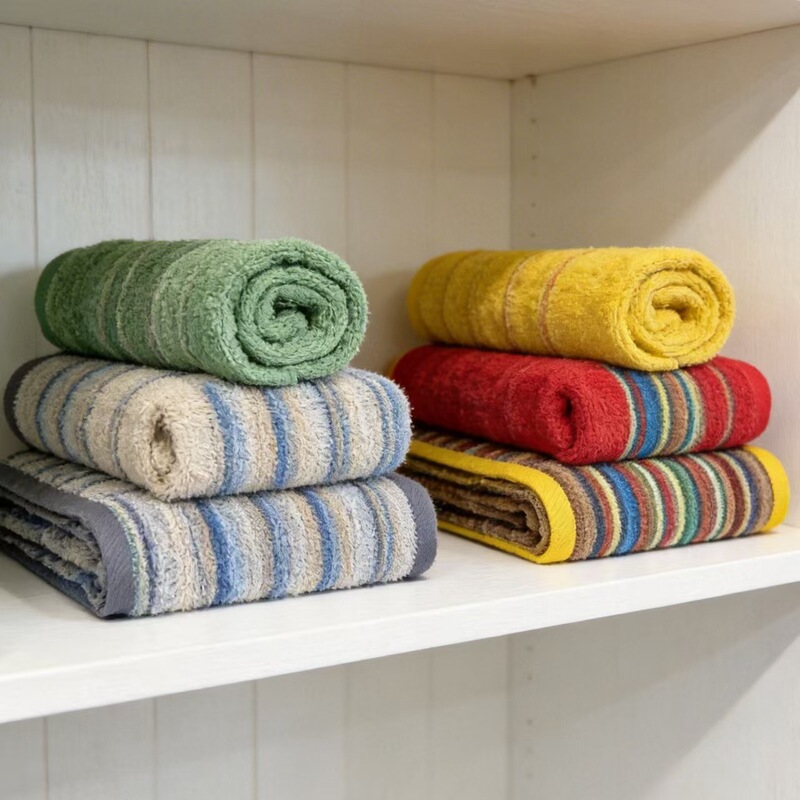 Cotton Striped Bath Towel, Square Towel, Striped Towel, Pure Cotton Absorbent Towel, Discount Price, Beach Towel, Face Towel, Cleaning Cloth