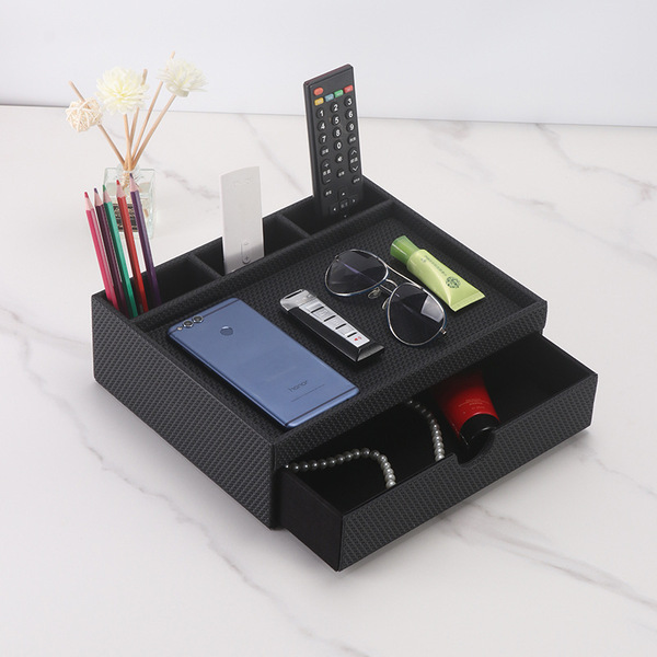 Creative home leather desktop storage box room bedside table items…