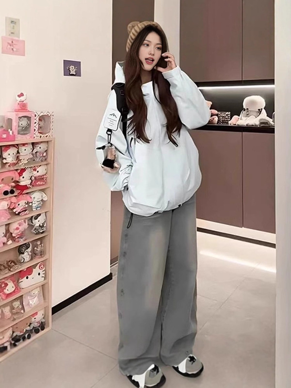 韩系设计感连帽工装外套女2025早秋新款宽松显瘦小个子百搭冲锋衣|undefined
