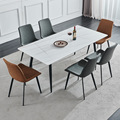意式轻奢亮光岩板餐桌椅组合现代简约小户型家用餐桌长方形饭桌子