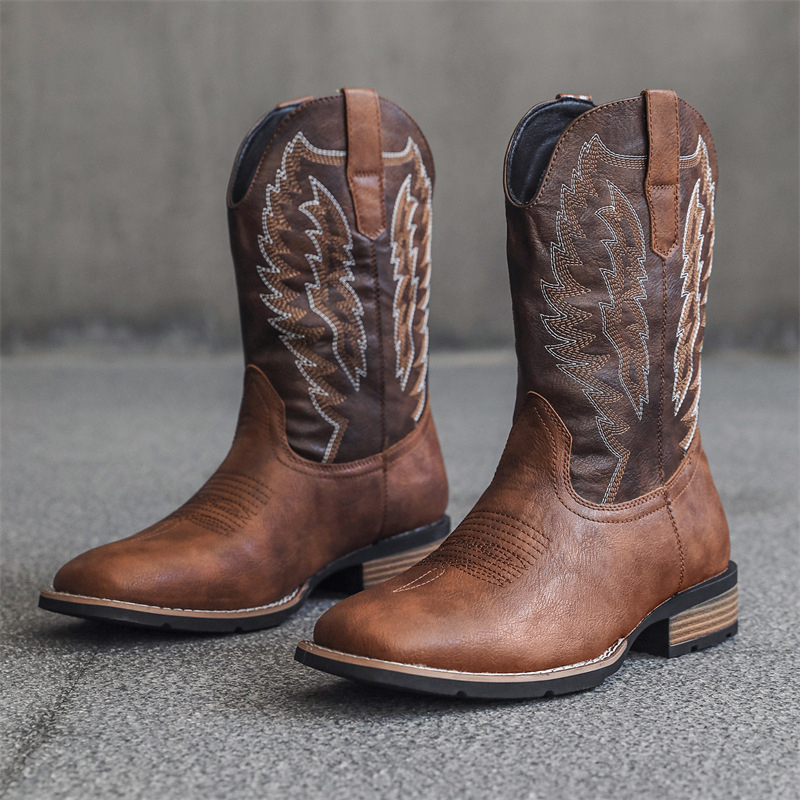 881 Cowboy boots 西部牛仔靴子时尚刺绣骑士靴V口长筒靴外贸大码|undefined