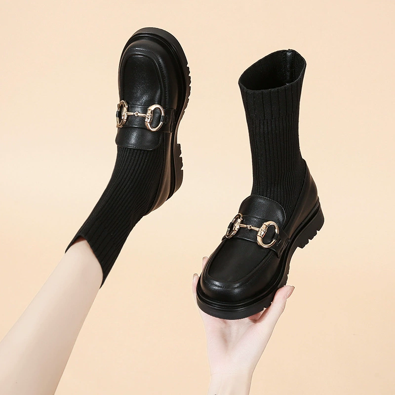 Осенне-Зимние Детские Ботинки Martin Носки для девочек Ботинки Носки Обувь Ботильоны принцессы Длинные сапоги для маленьких девочек Высокие сапоги для больших детей