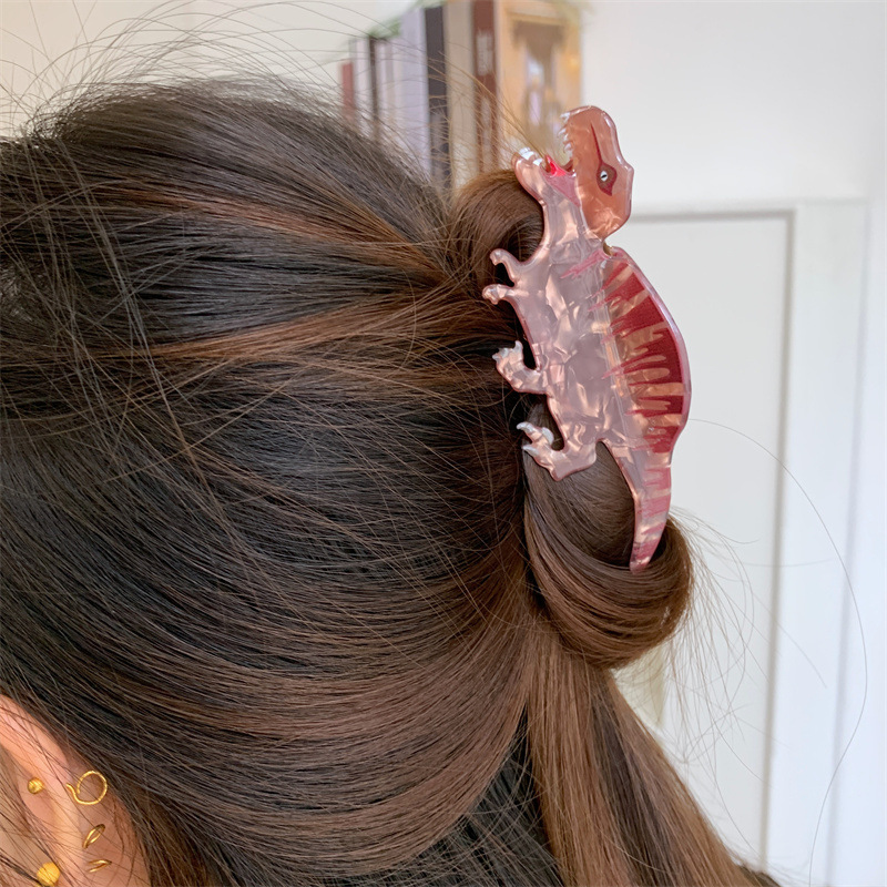 35g Weight Hair Claws Hair Accessories Type 1 Piece Quantity Holiday, Party Occasion Arylic Material Dinosaur Pattern Women's Gender Cute Style Cute Little Dinosaur Acrylic Small Jaw Clip Cute Personality Sweet Niche Hair Claw Hairpin Hair Ornaments New 5