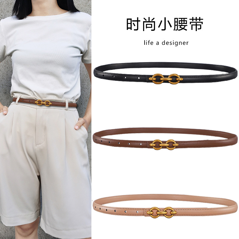 Cinturón de Mujer simple vestido de decoración de todo fósforo con falda de alto grado cinturón Delgado casual nuevo estilo pantalones cinturón para mujeres