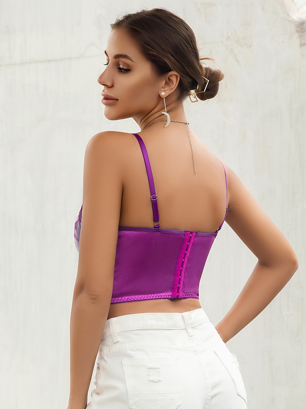 Women's Floral Embroidered Bra With Bow And Adjustable Straps_voghion.com