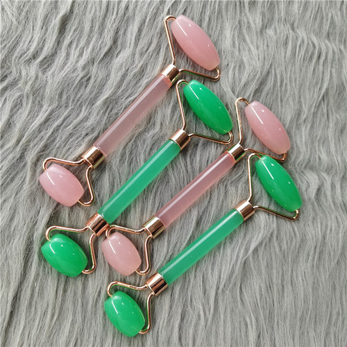 Resin powder crystal massage roller set imitation jade beauty stick facial massage double head roller scraping set 