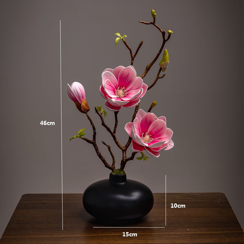 검은 배 + 보라색 분홍색 목련