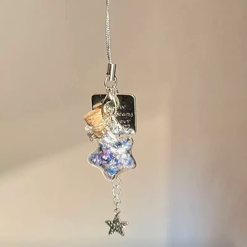 Ins-Style Wishing Bottle Star Blue Starry Sea Phone Charm Ccd Camera Pendant Gu Card Album Decoration Creative