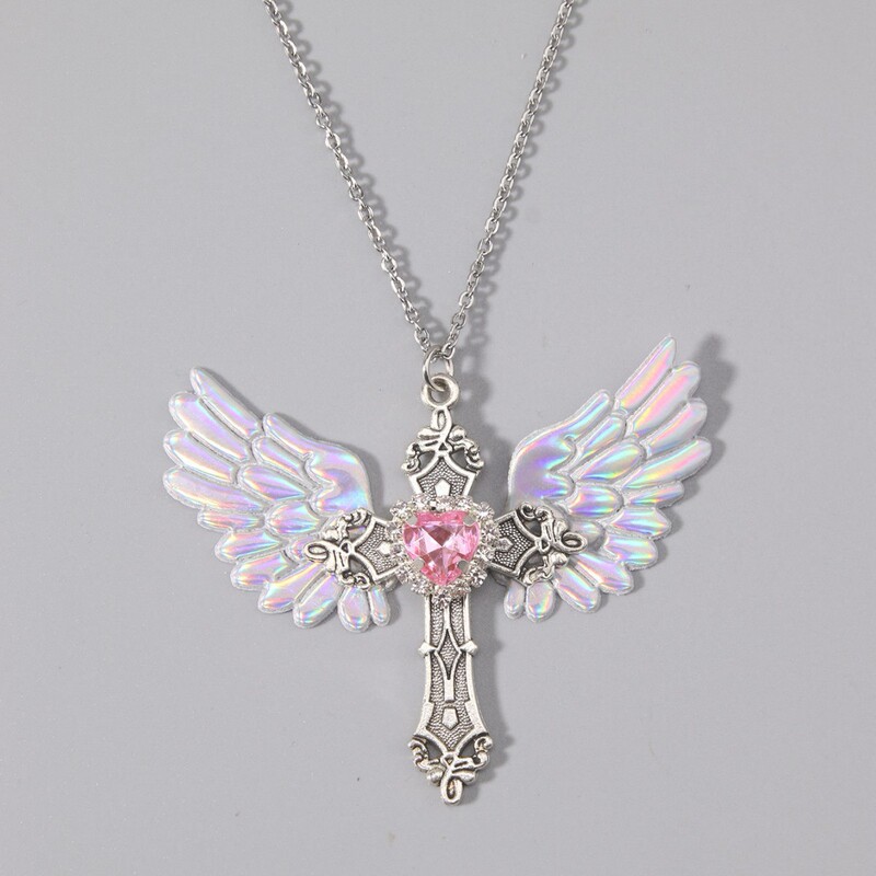 European and American Cross-Border Jewelry Dark Punk Wings Heart Dragonfly Bat Cross Five-Pointed Star Color Diamond Silver Chain Niche European and American Cross-Border Jewelry Dark Punk Wings Heart Dragonfly Bat Cross Five-Pointed Star Color Diamond Silver Chain Niche
