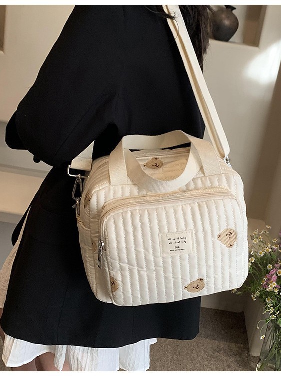 大容量マミーバッグ2025新型ベアー刺繍母子バッグ外出ママシングル肩斜め掛け収納バッグ|undefined