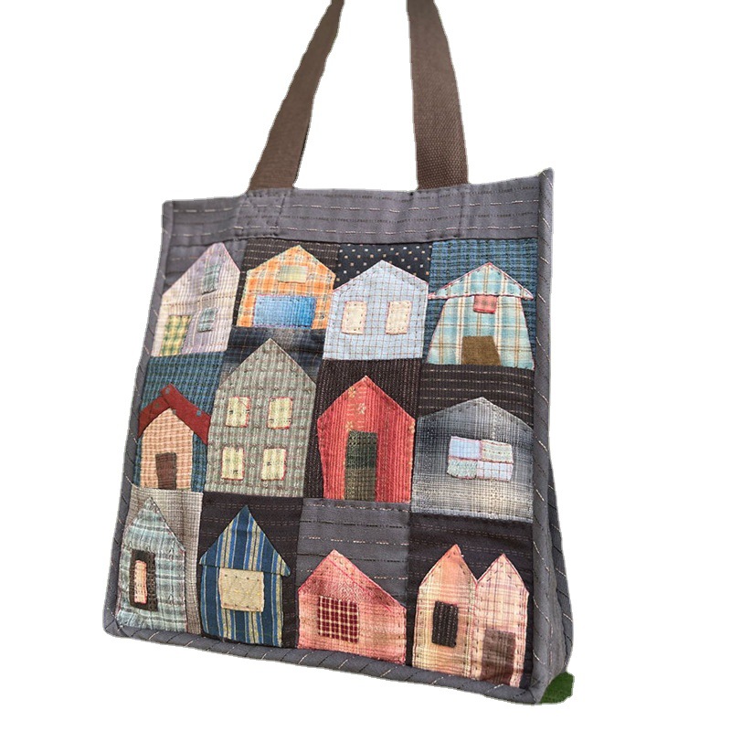 Hecho a mano DIY Lu bordado nuevo patchwork bolsa de las mujeres habitación individual bolsa grande regalo creativo imagen impresa bordado DIY bolsa de material