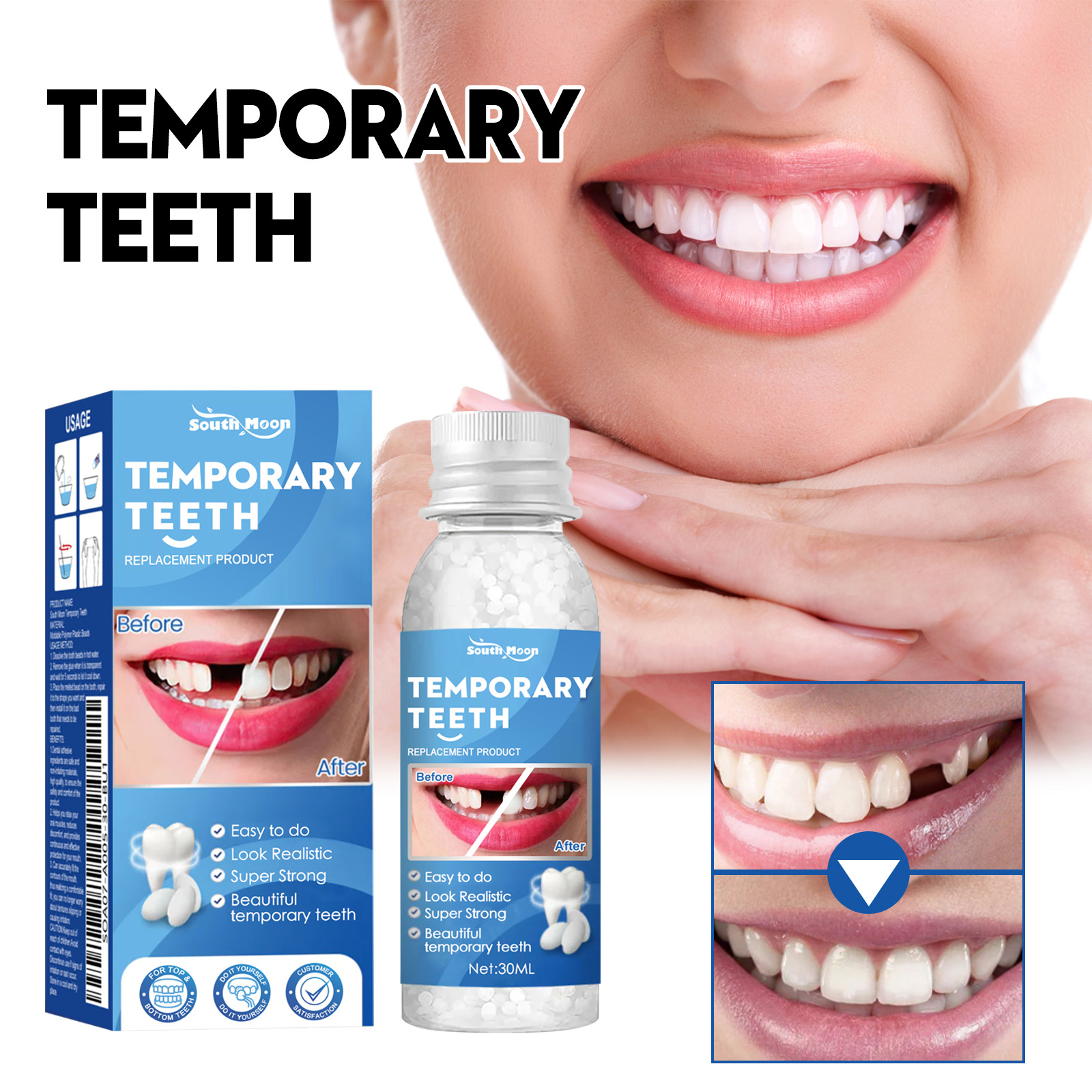 South Moon Solid Teething Gum, Made of Soft Material, Comfortable for Daily Wear, No Foreign Body Sensation, Improves the Appearance of Teeth