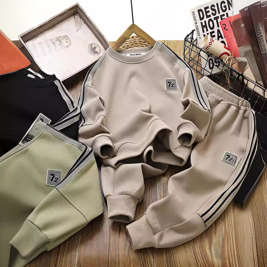 Traje para niños 2024 primavera y otoño nuevo estilo ropa para niños traje para niños versión coreana estilo occidental suéter para niños grandes pantalones suéter traje de dos piezas