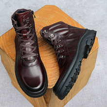 男士皮靴，高帮鞋男，牛皮制作，手工上线，欧版版型
