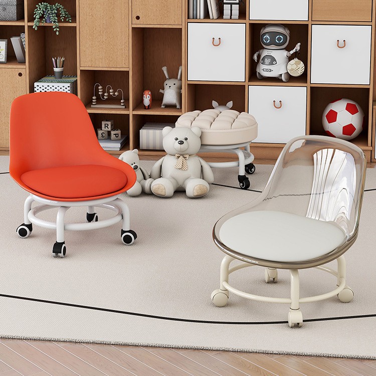 Silent swivel casters small stool low stool for mopping, grout repair, foot care round stool with backrest small chair movable wholesale