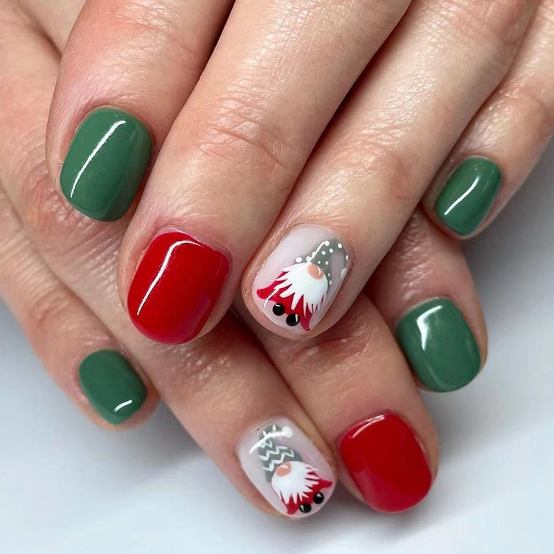 Christmas Tree, Santa Claus Pattern Christmas Retro French Style Christmas Tree Santa Claus ABS Nail Patches 1 Set