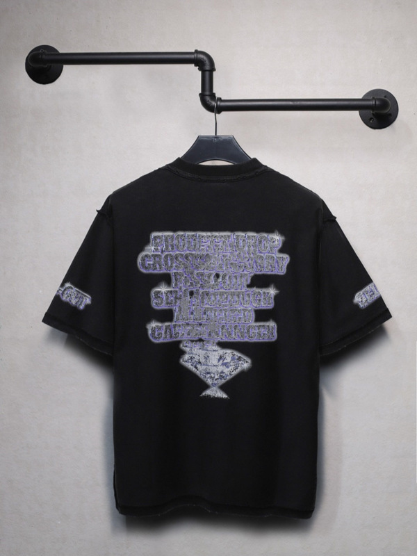B's Paris 正規版 25SS 新作 アンチカーダイヤモンド レタープリント ダメージ加工 半袖Tシャツ 男女兼用|undefined