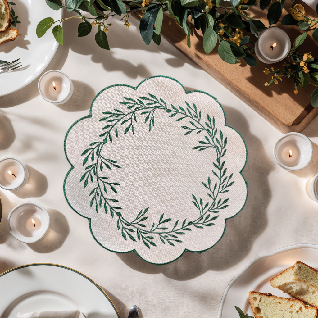 Spot New Canvas Embroidered Lace Placemats Anti-Scalding Table Mats Thickened Wear-Resistant Hotel Restaurant Home Table Mats